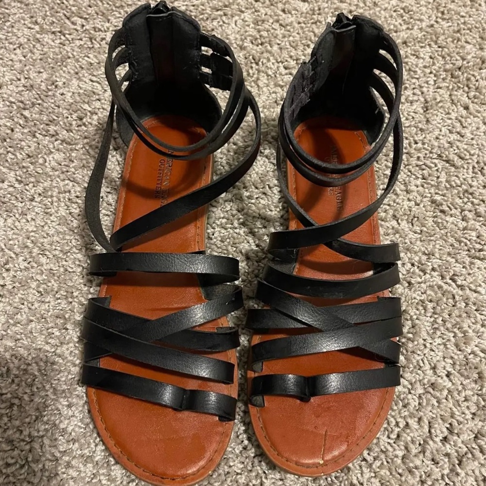 American Eagle Zip-up Black Sandals